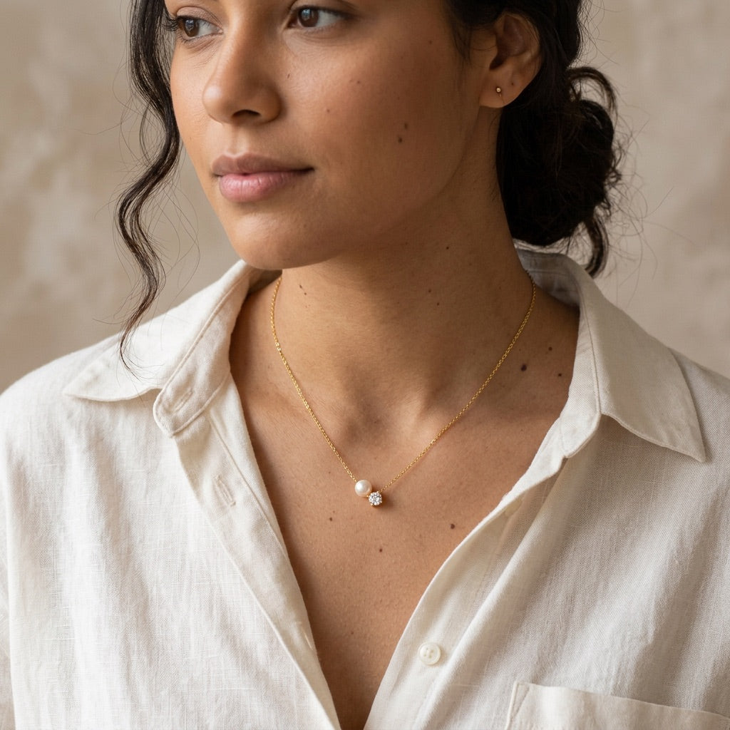 Diamond and Pearl Necklace “Serenza”