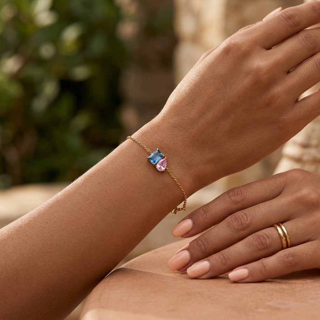 Aquamarine Stone Bracelet “Esmira Tide”