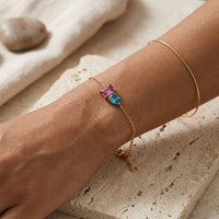 Rose Quartz & Aquamarine Stone Bracelet “Esmira”