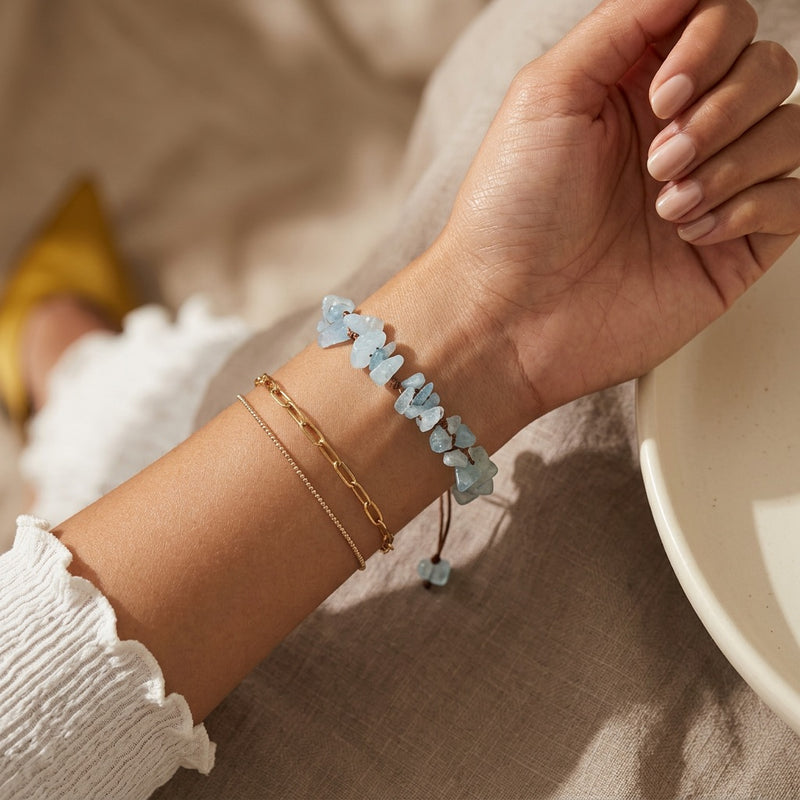 Blue Stone Aquamarine Bracelet "MADURA"