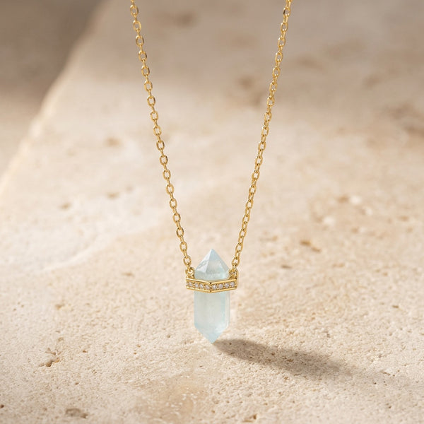 Blue Aquamarine Stone Necklace "Saturn"