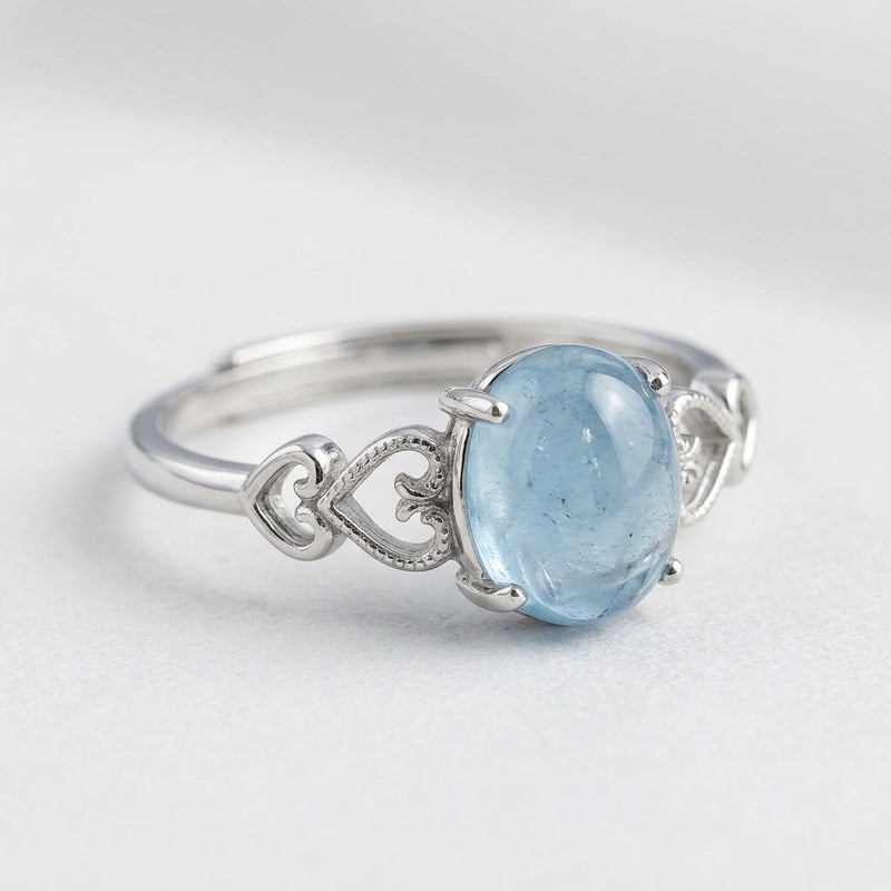 Adjustable Ring "Sea Crystal" Aquamarine