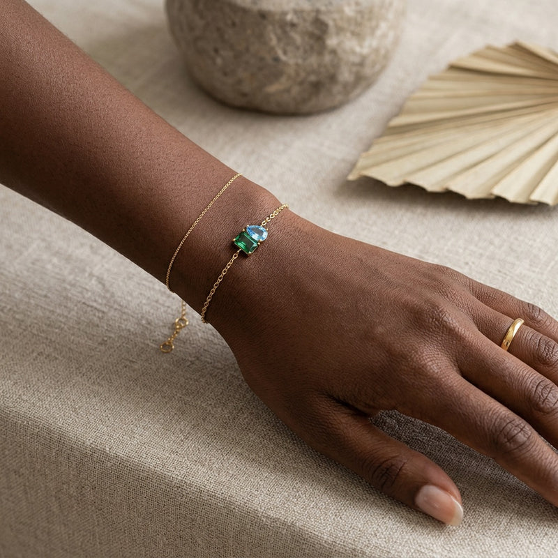 Peridot & Aquamarine Birthstone Bracelet "Esmira"