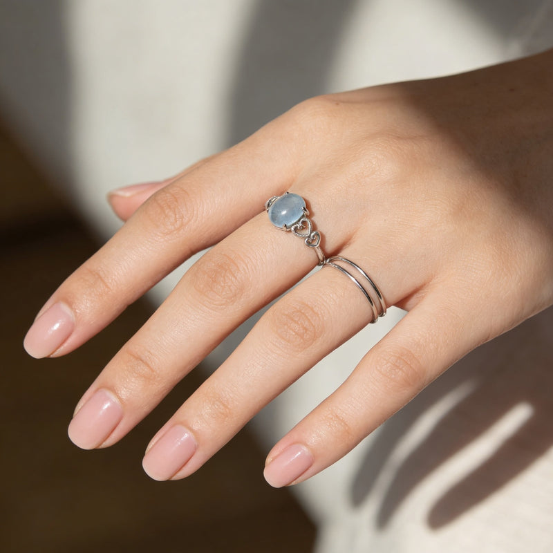 Adjustable Ring "Sea Crystal" Aquamarine