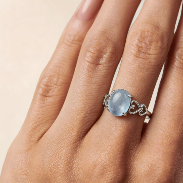 Adjustable Ring "Sea Crystal" Aquamarine