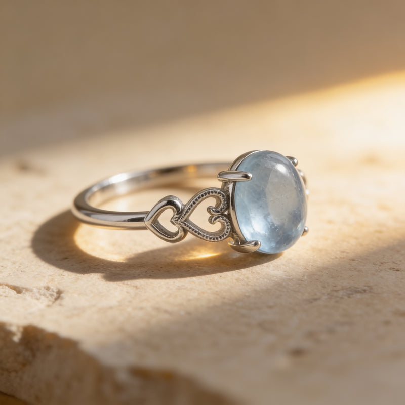 Adjustable Ring "Sea Crystal" Aquamarine