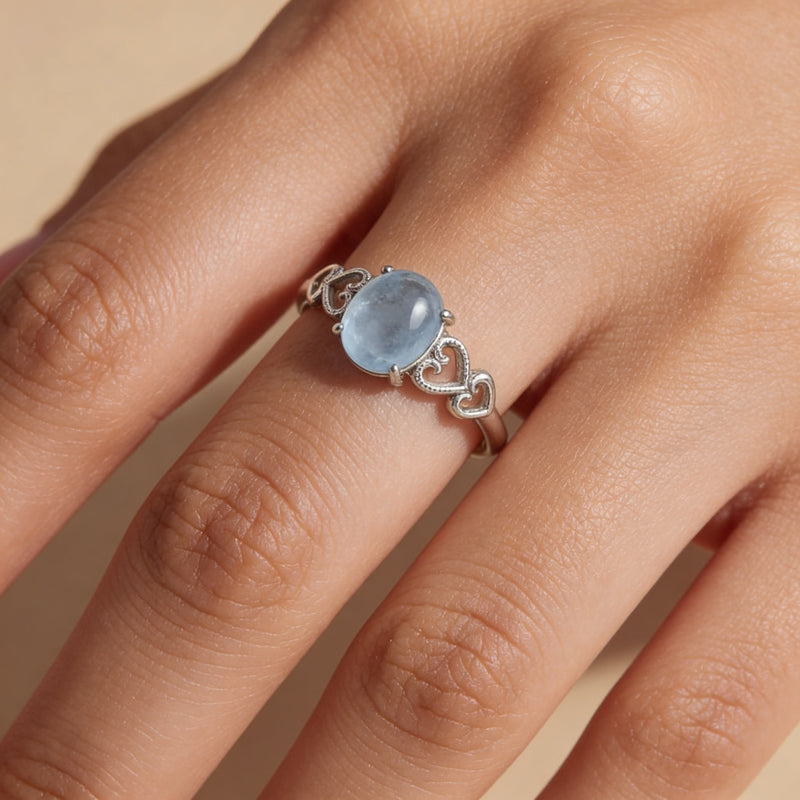 Adjustable Ring "Sea Crystal" Aquamarine