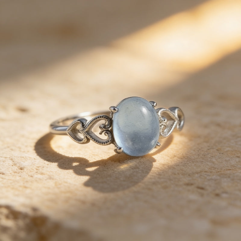 Adjustable Ring "Sea Crystal" Aquamarine