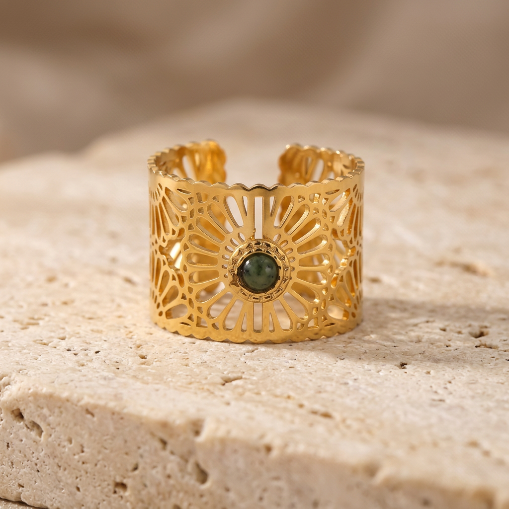 Green Aventurine Adjustable Ring "Versatil"