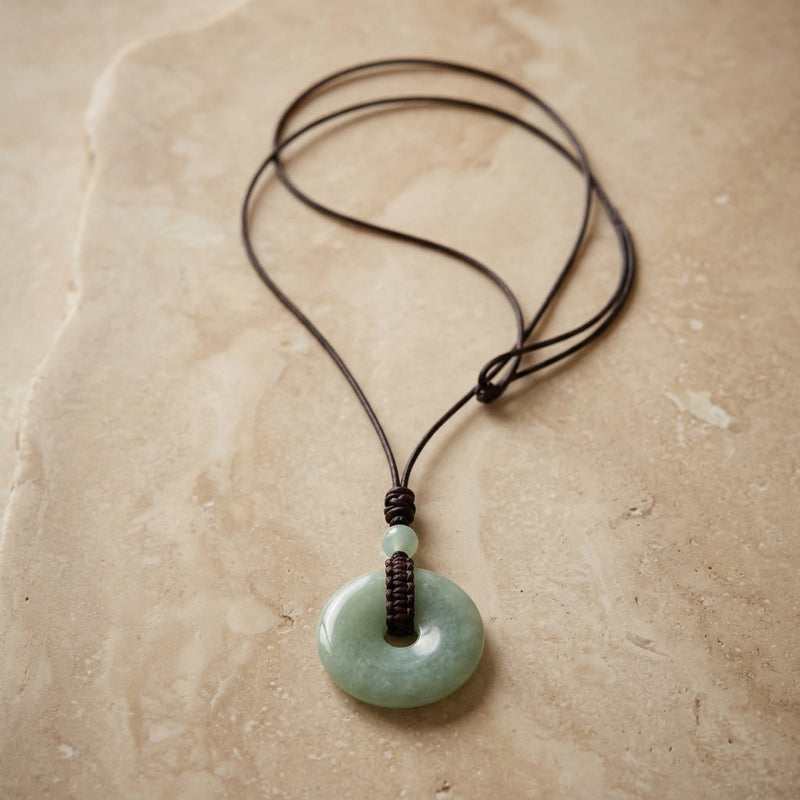 Aventurine Stone Donut Pendant "Orbit"