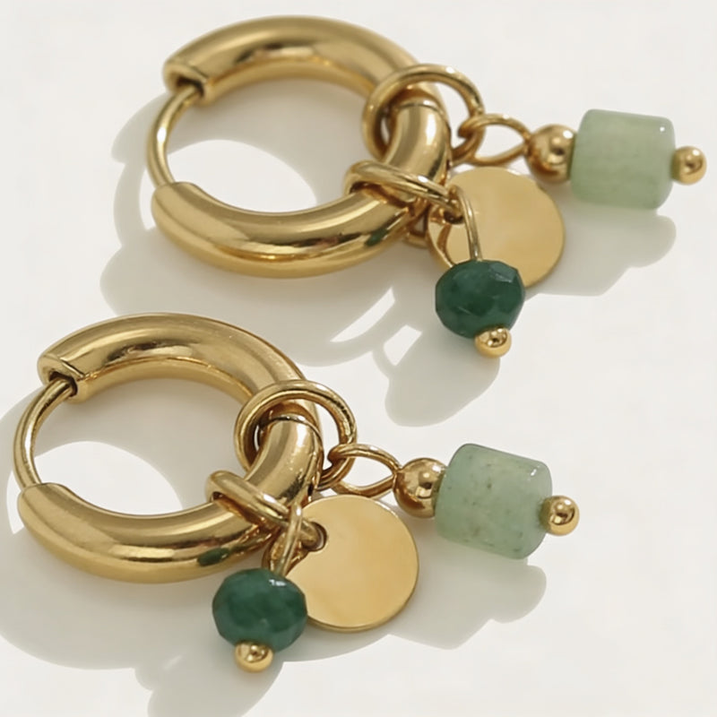 Green Aventurine Earrings "Golden Aura"