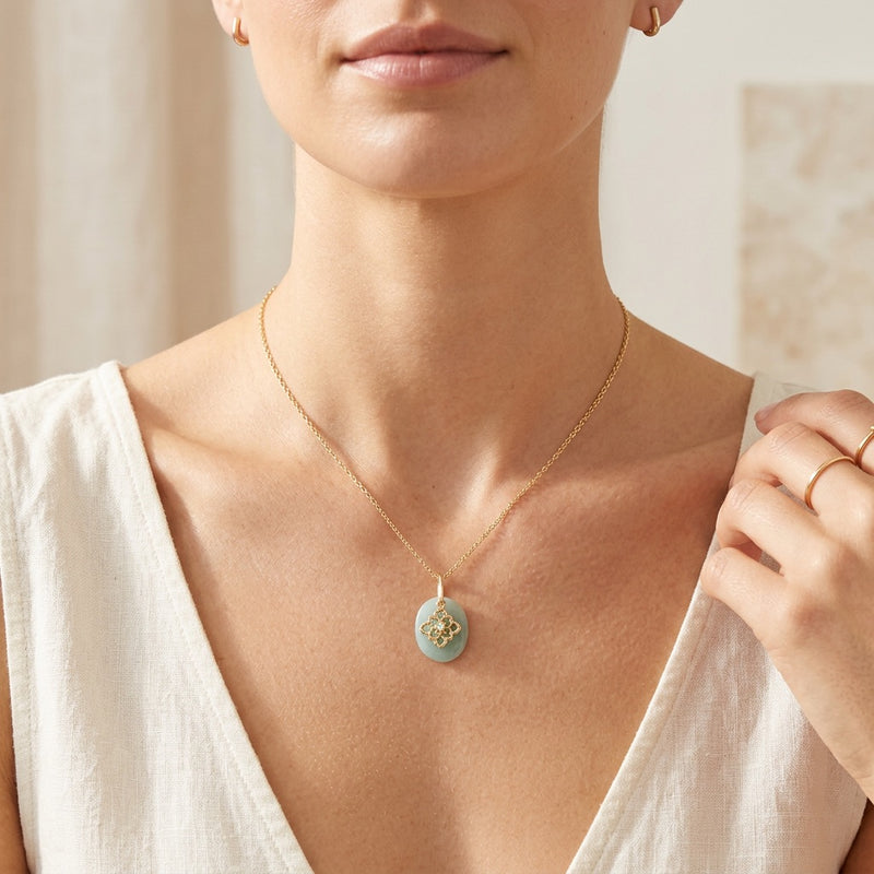 Aventurine Stone Necklace "Eucalyp"