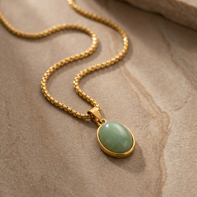 Aventurine Stone Necklace "Verdant Glow"