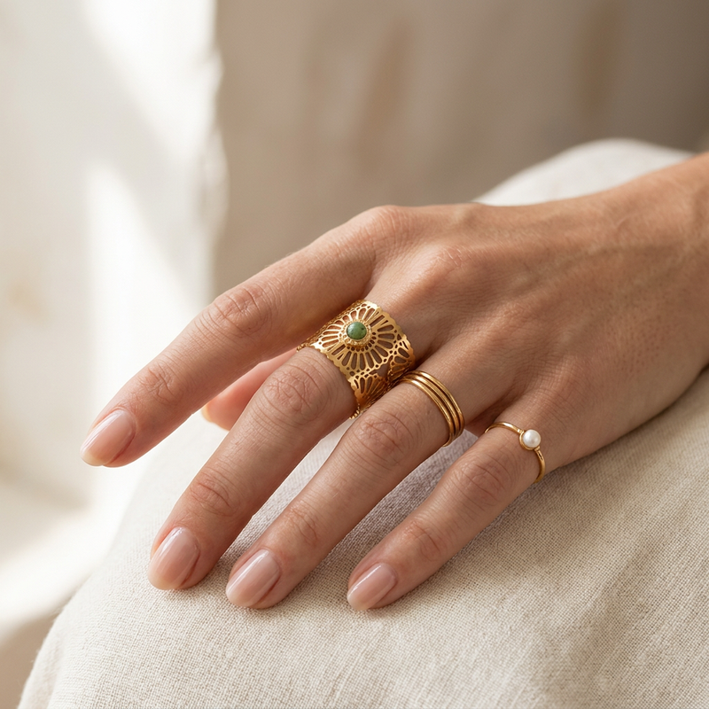 Green Aventurine Adjustable Ring "Versatil"