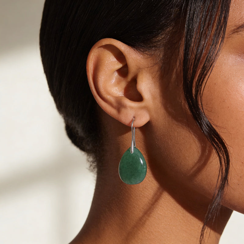 Aventurine Stone Earrings "Elaris Dew"