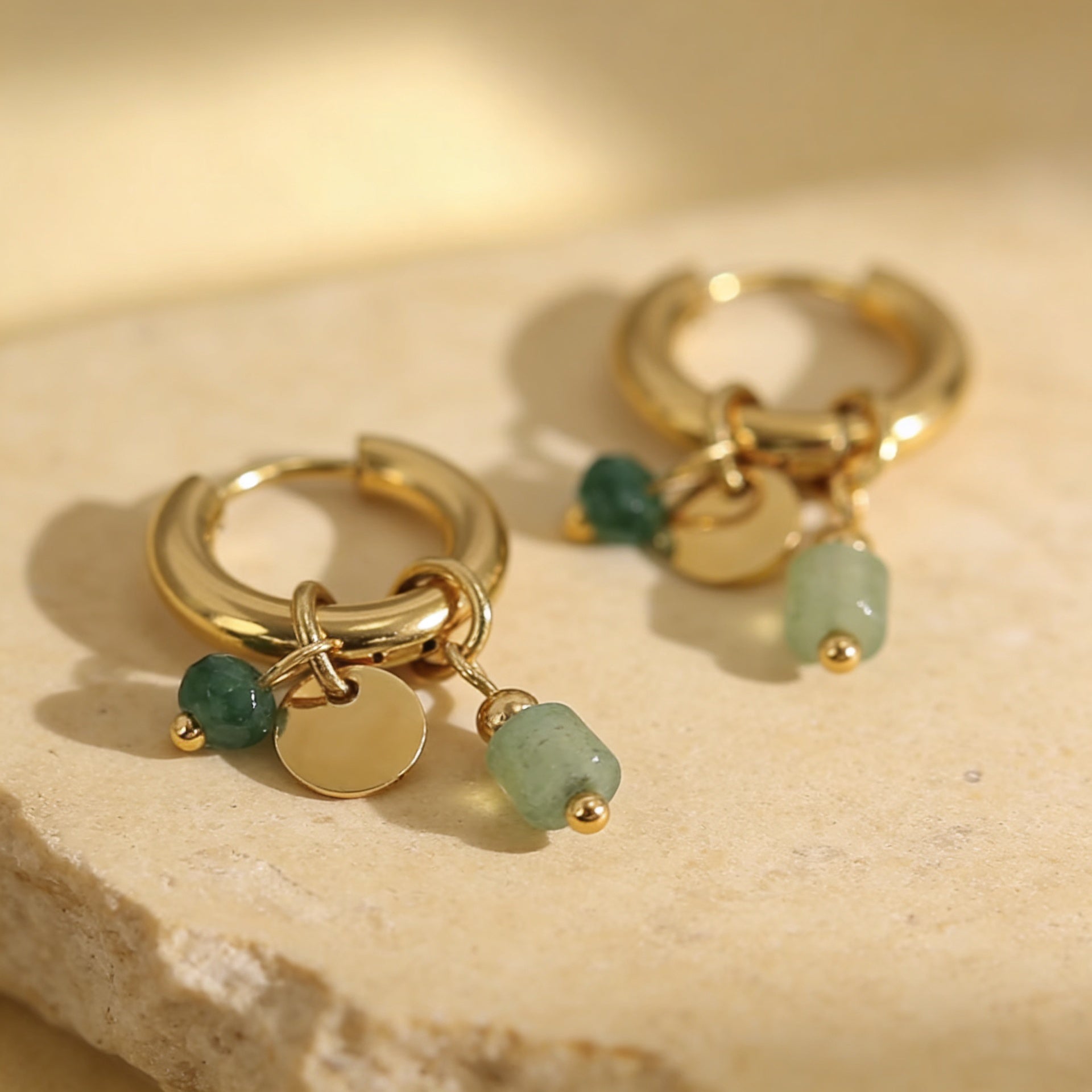 Green Aventurine Earrings "Golden Aura"