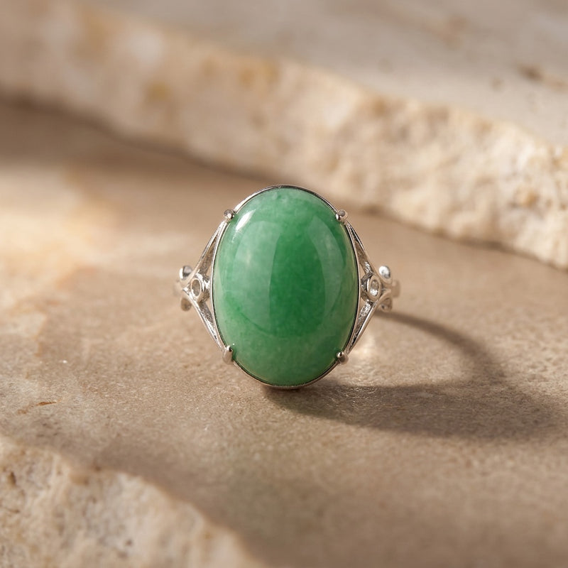 Green Aventurine Stone Adjustable Ring "Elaris"