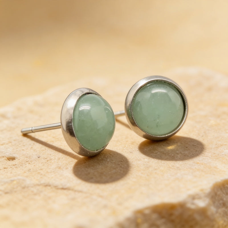 Aventurine Stone Stud Earrings "Orbita"