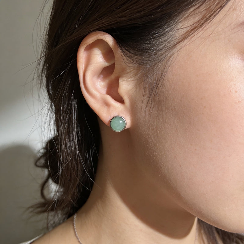 Aventurine Stone Stud Earrings "Orbita"