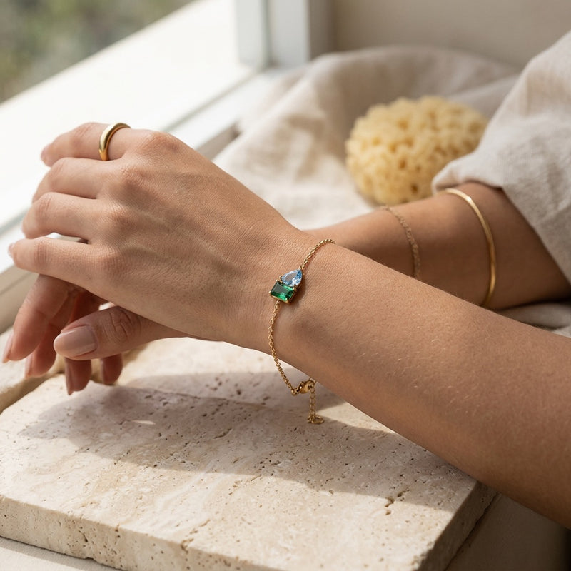 Peridot & Aquamarine Birthstone Bracelet "Esmira"
