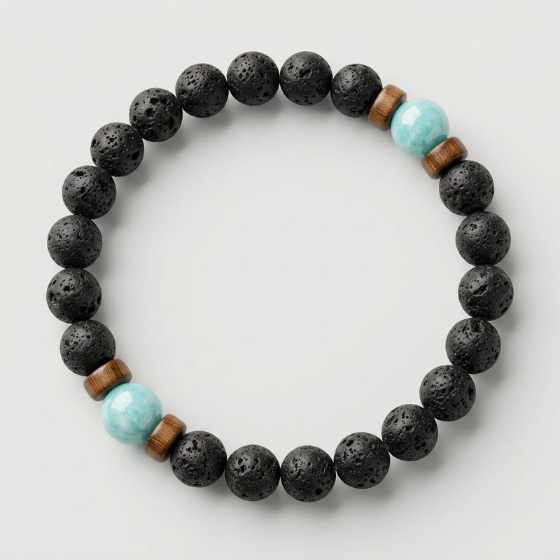 Lava Stone & Amazonite Bracelet "Falcon Veil"
