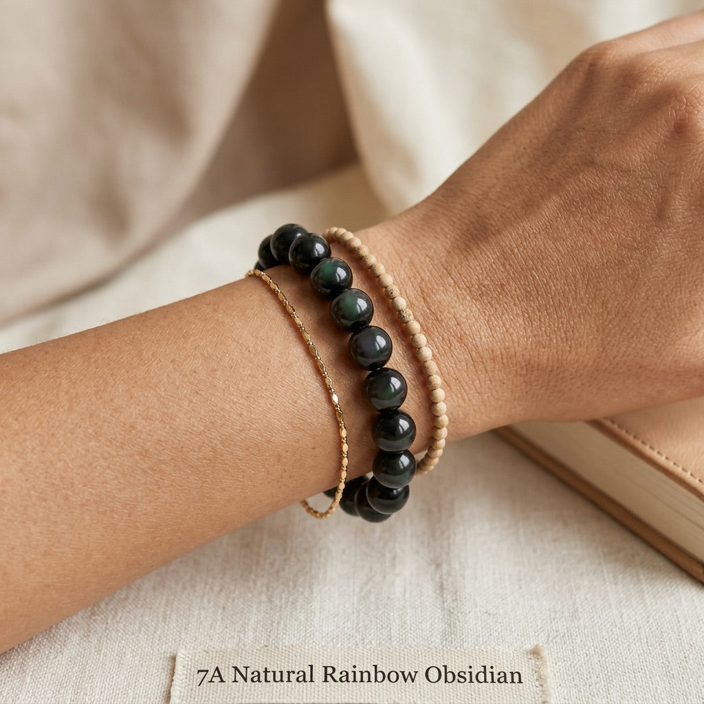 Black Obsidian Stone Bracelet “Noctaryn”