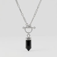 Obsidian Necklace "Nebula" gold/silver