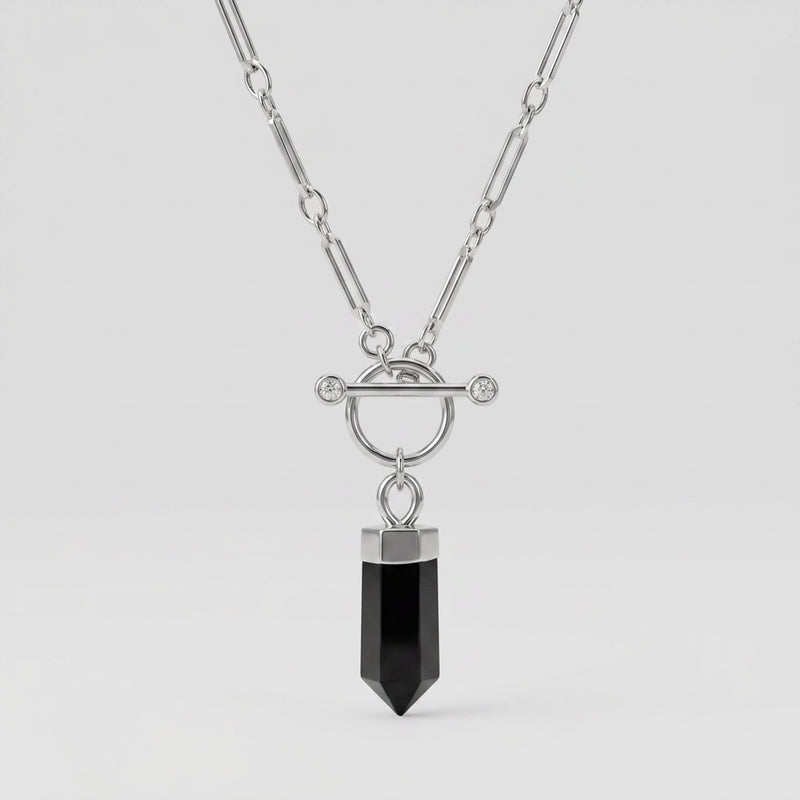 Obsidian Necklace "Nebula" gold/silver