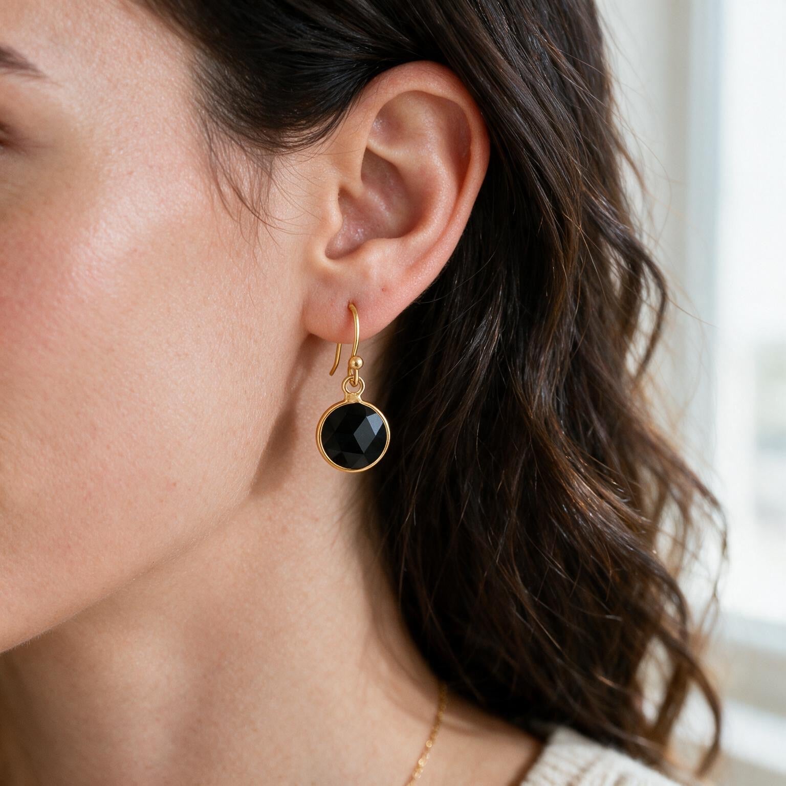 Black Obsidian Stone Earrings "Precious"