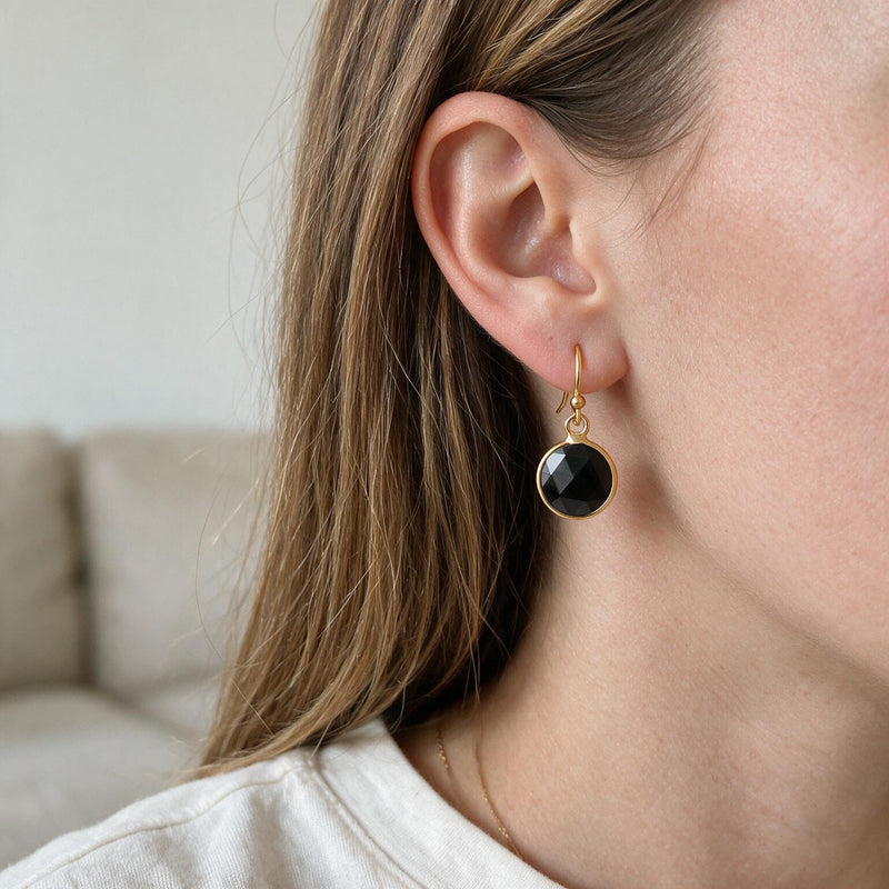 Black Obsidian Stone Earrings "Precious"