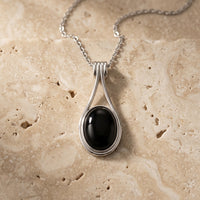 Black Obsidian Stone Necklace "Luana"