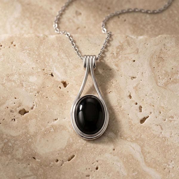 Black Obsidian Stone Necklace "Luana"