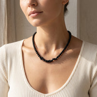 Black Obsidian Bead Necklace "Dravion"