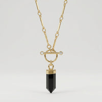Obsidian Necklace "Nebula" gold/silver