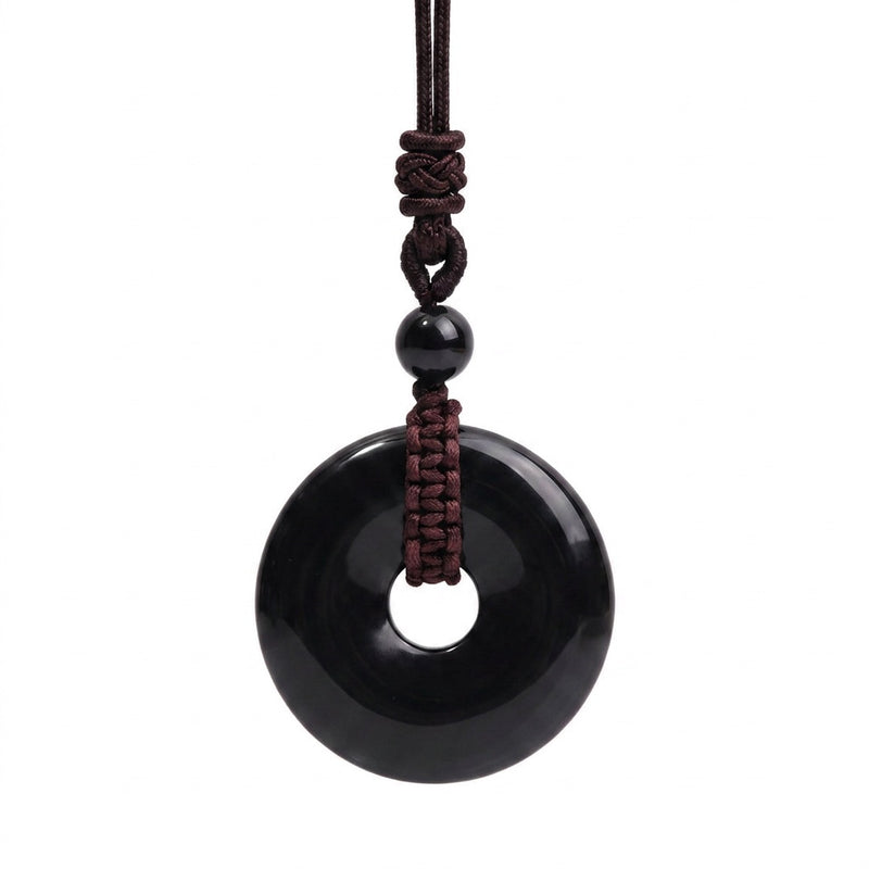 Black Obsidian Stone Pendant Orbit