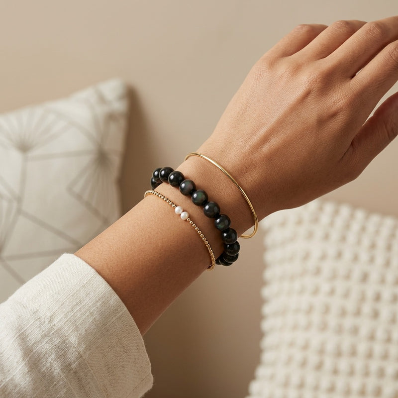 Black Obsidian Stone Bracelet “Noctaryn”