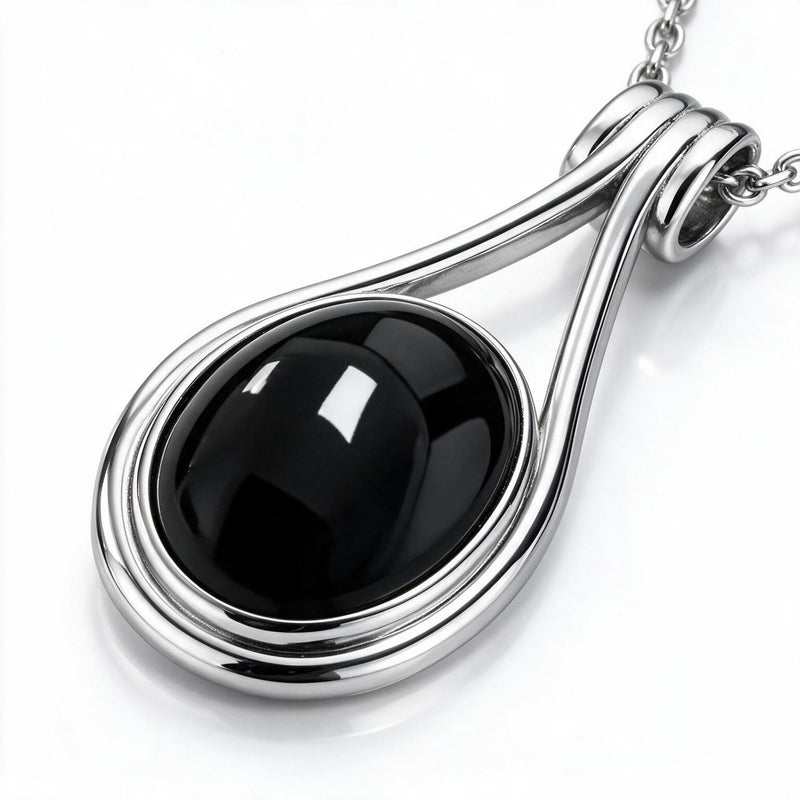 Black Obsidian Stone Necklace "Luana"