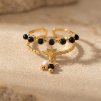 Black Onyx And Gold Ring "Luciole"