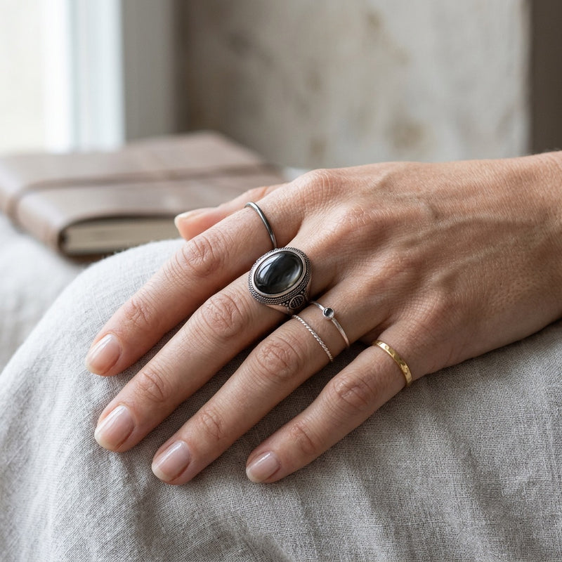 Black Onyx Ring "Kurozen"