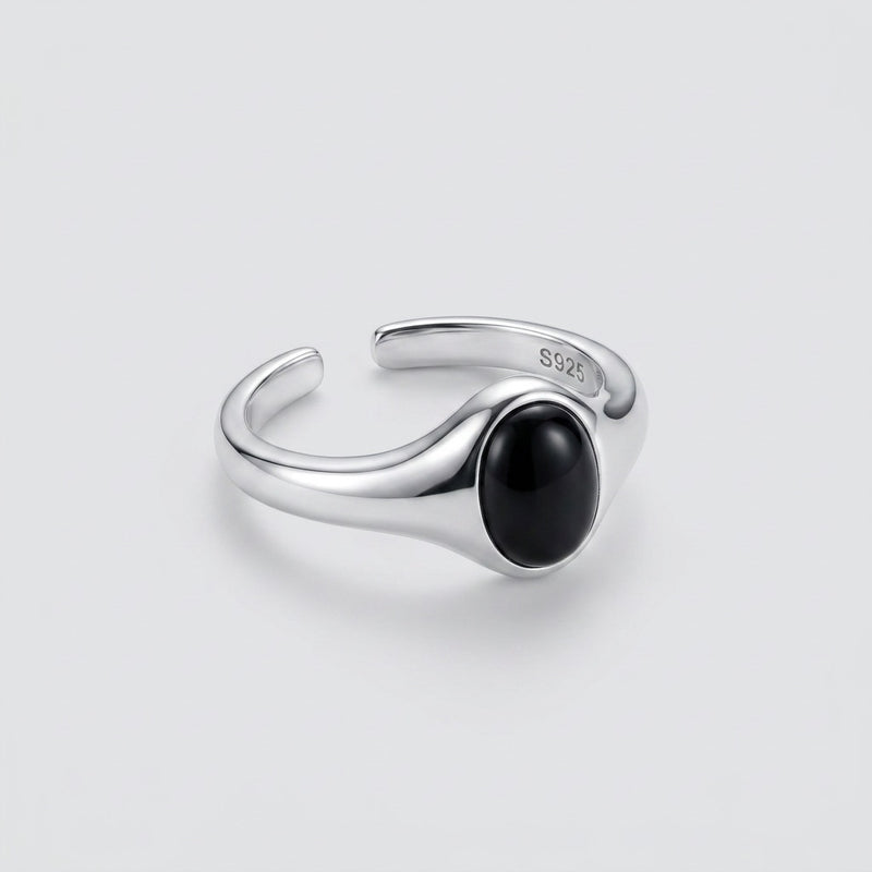 Black Tourmaline Ring "Opus" Adjustable