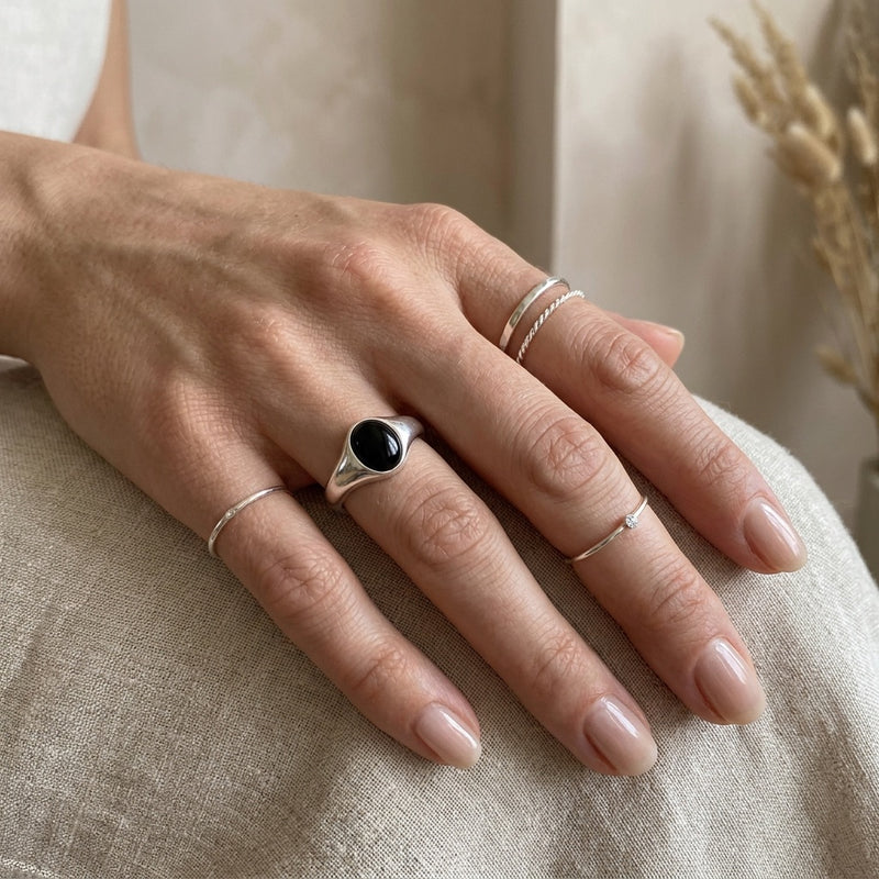 Black Tourmaline Ring "Opus" Adjustable