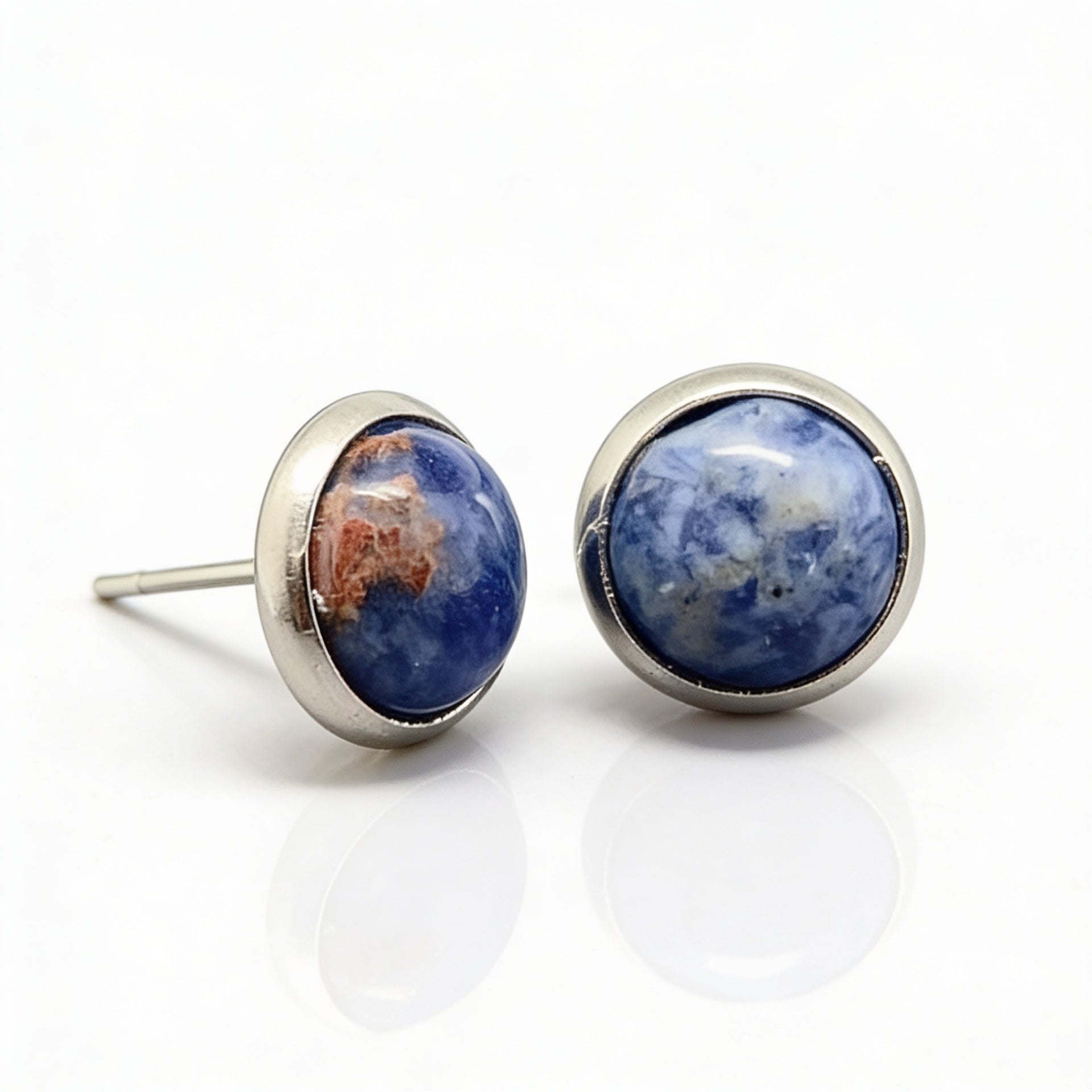 Blue Agate Stud Earrings "Orbita"