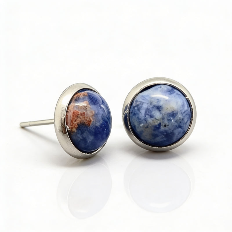 Blue Agate Stud Earrings "Orbita"