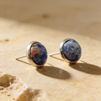 Blue Agate Stud Earrings "Orbita"
