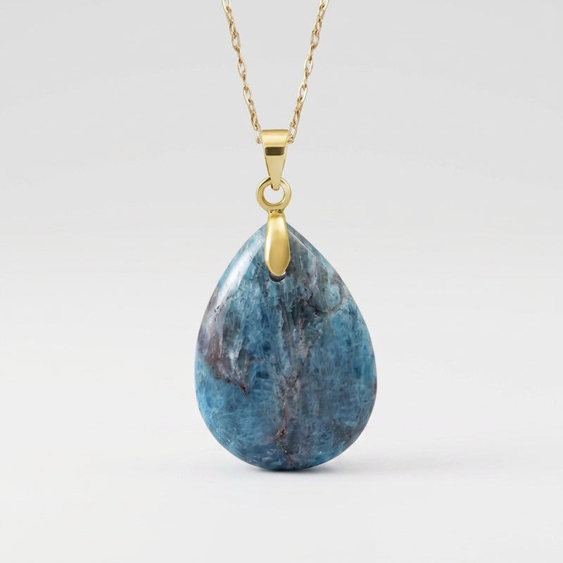 Blue Apatite Stone Necklace “Perle”