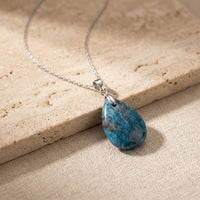 Blue Apatite Stone Necklace “Perle”