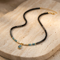 Apatite Stone Choker Necklace "Azure Tide"