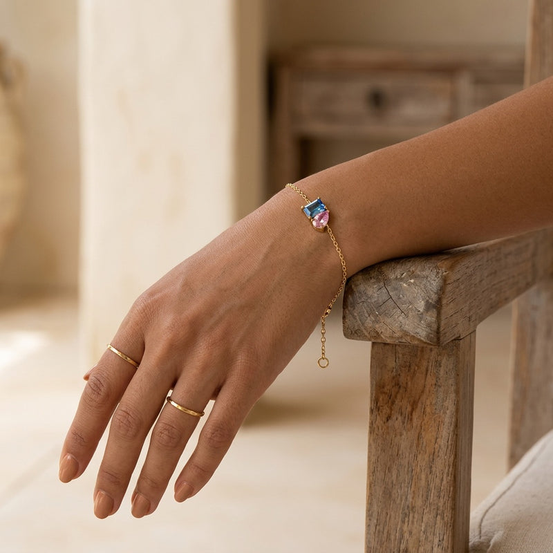 Aquamarine Stone Bracelet “Esmira Tide”