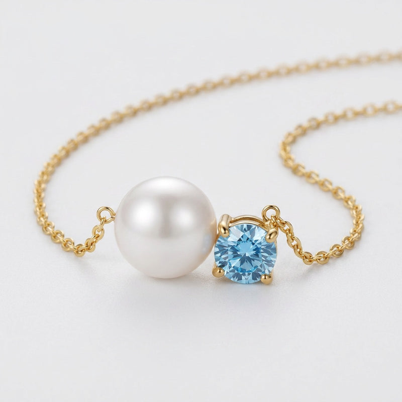 Blue Calcite Pearl Necklace "Serenza"