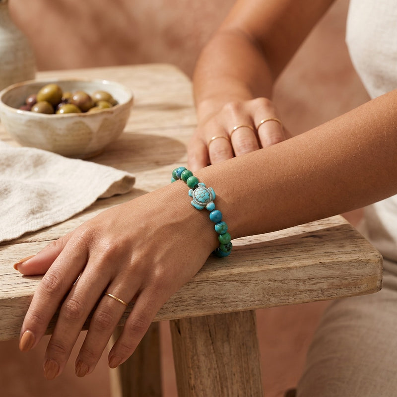 Chrysocolla Stone Bracelet "Turtle"